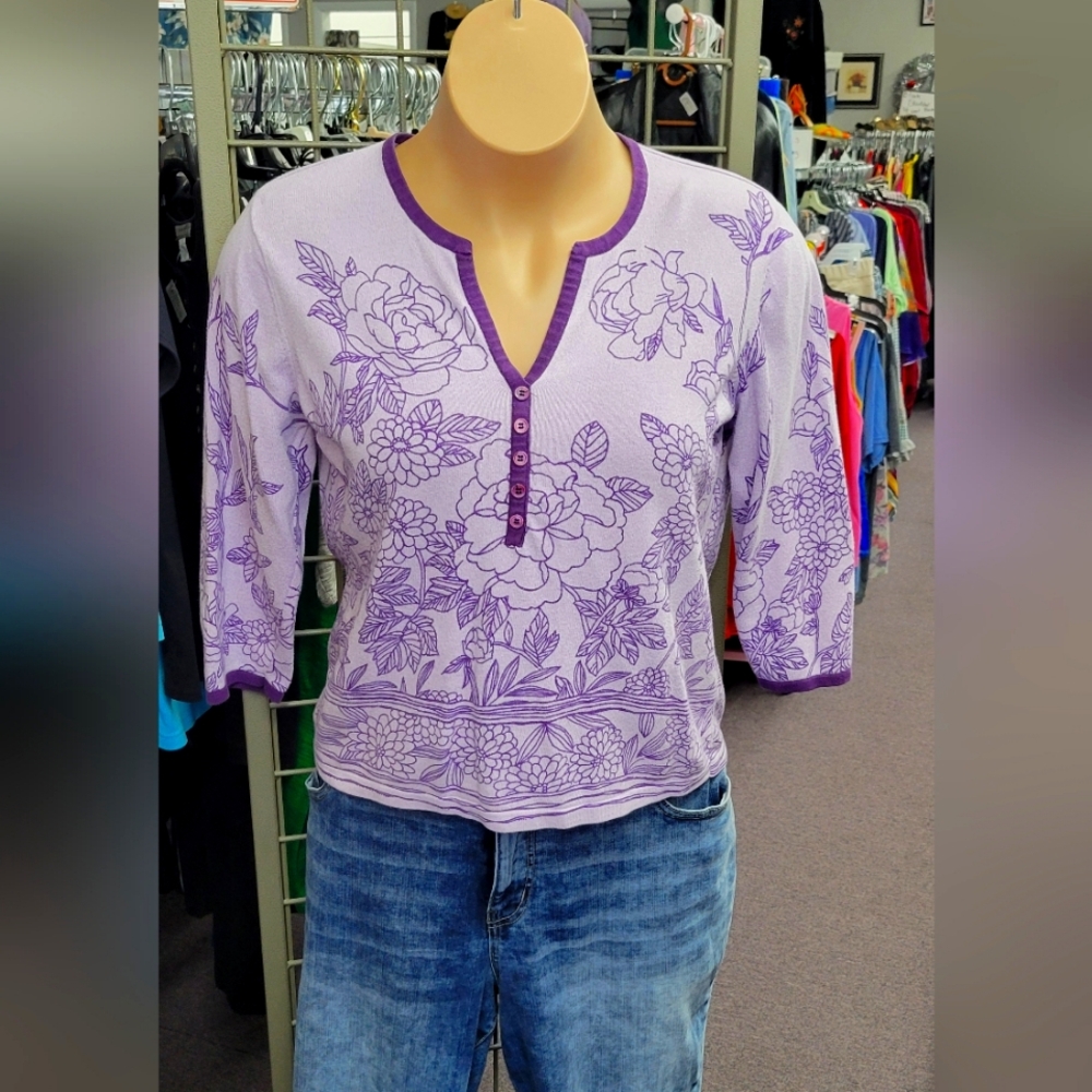 Cathy Daniels Top 100% Cotton Size Large